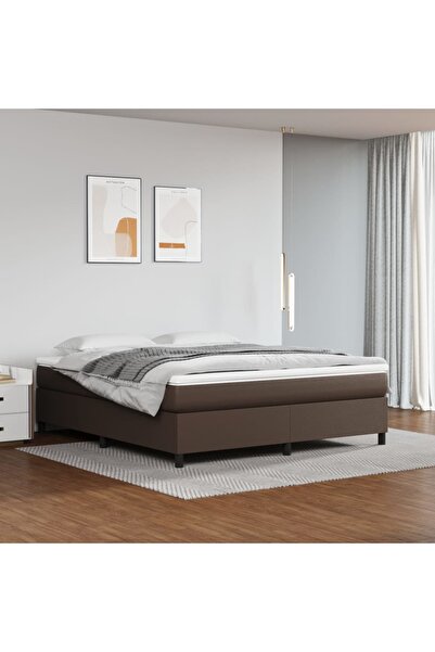 Concept Σκελετός κρεβατιού με ελατήρια, καφέ, 180x200 cm, οικολογικό Δερμάτινο