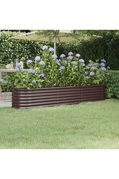 Concept Καφέ γλάστρα κήπου 224x40x36 cm ηλεκτροστατικά βαμμένη από ατσάλι