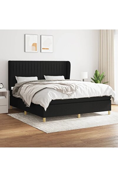 Concept Pat box spring cu saltea, negru, 180x200 cm, catifea