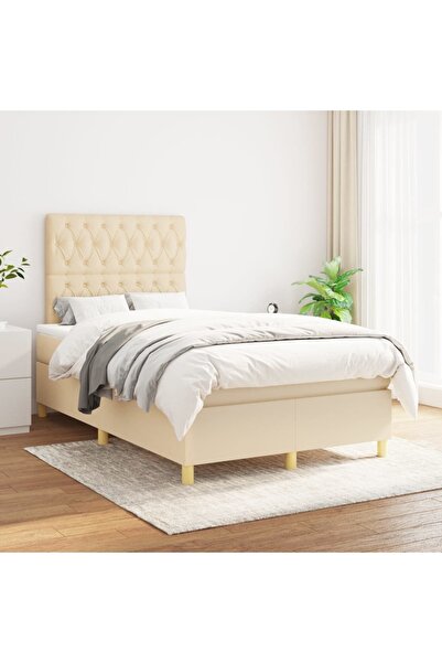 Concept Pat box spring cu saltea, crem, 120x200 cm, textil