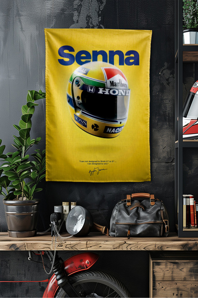 Vagonik F1 Themed Senna Helmet Wall Cover Rug Si Tapestry Formula 1
