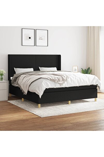 Concept Pat box spring cu saltea, negru, 180x200 cm, catifea