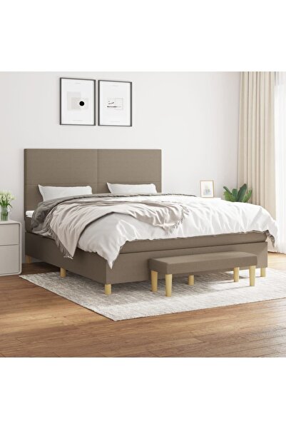 Concept Pat box spring cu saltea, gri taupe, 160x200 cm material textil