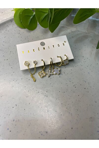 Yakemiyou yonca sallantılı 6'lı küpe