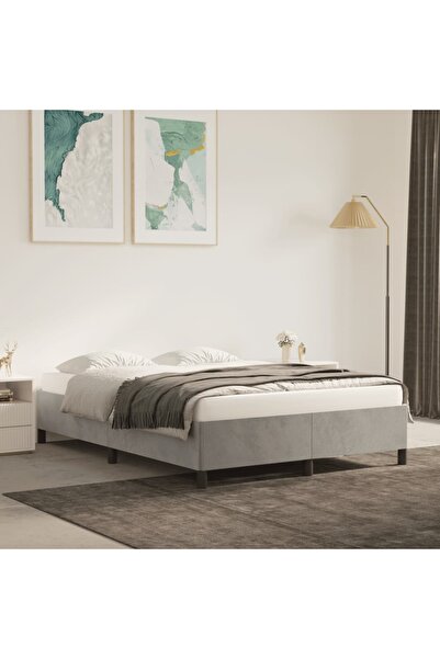 Concept Bed frame, light grey, 140x200 cm, Velvet
