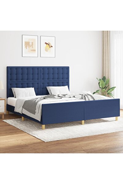 Concept Σκελετός κρεβατιού με κεφαλάρι, μπλε, 160x200 cm, ύφασμα