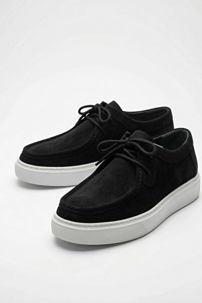 LUSIVE 100% Genuine Nubuck & Leather Black Ultra Lightweight Casual Men's Sho...