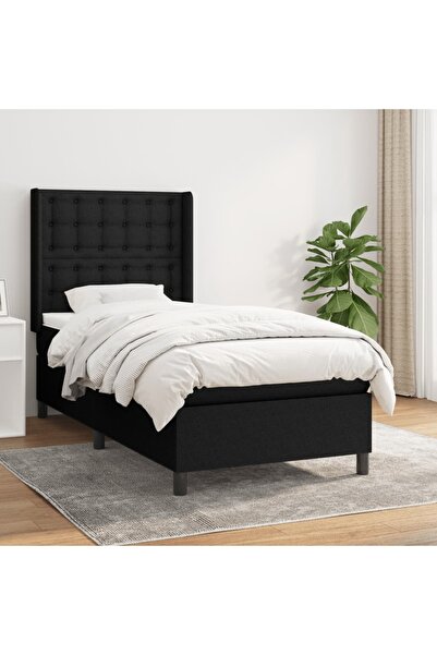 Concept Pat box spring cu saltea, negru, 90x200 cm, textil