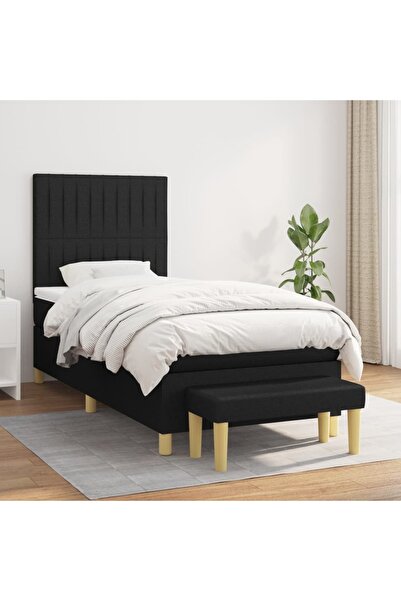 Concept Pat box spring cu saltea, negru, 80x200 cm, textil