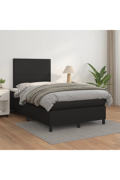 Concept Pat box spring cu saltea, negru, 120x200 cm, piele ecologică