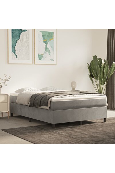 Concept Pat box spring cu saltea, gri deschis, 140x190 cm, catifea