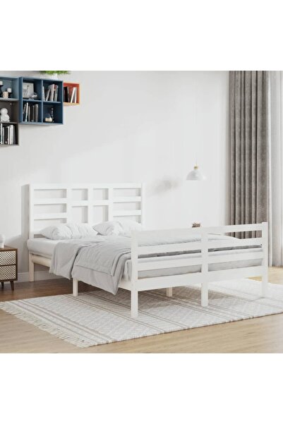 Concept Cadru de pat, alb, 120x200 cm, lemn masiv