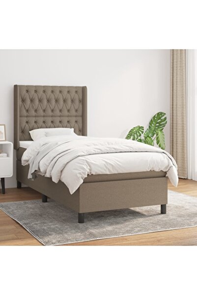 Concept Pat box spring cu saltea, gri taupe, 100x200 cm, textil