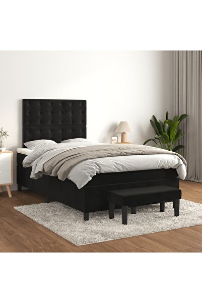 Concept Pat box spring cu saltea, negru, 120x200 cm, catifea