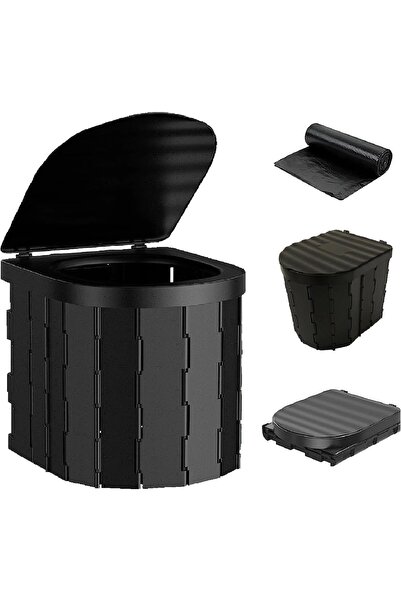 zola Toaleta portabila pliabila pentru camping, 12 saci inclusi, plastic rezi...