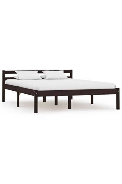 Concept Σκελετός κρεβατιού, σκούρο καφέ, 120 x 200 εκ., μασίφ ξύλο πεύκου