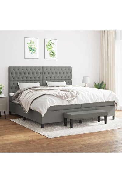 Concept Pat box spring cu saltea, gri închis, 200x200 cm, textil