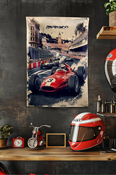 Vagonik F1 Themed Monaco Vintage Wall Covering Rug Sq Tapestry Formula 1