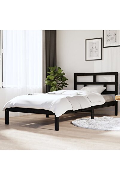 Concept Σκελετός κρεβατιού, 100x200 εκ., μαύρο, μασίφ ξύλο πεύκου