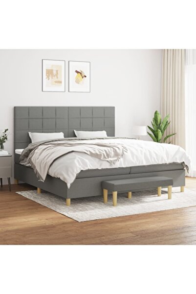 Concept Pat box spring cu saltea, gri închis, 200x200 cm, textil