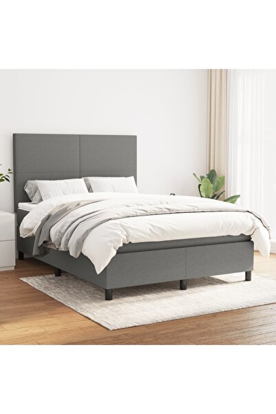 Concept Pat box spring cu saltea, gri închis, 140x190 cm, textil