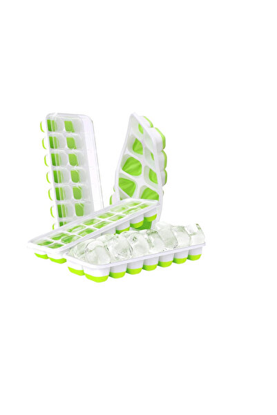 OEM Set of 4 ice cube trays with lids, 25.1 x 9.9 x 3 cm, green