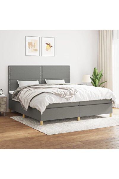 Concept Pat box spring cu saltea, gri închis, 200x200 cm, textil