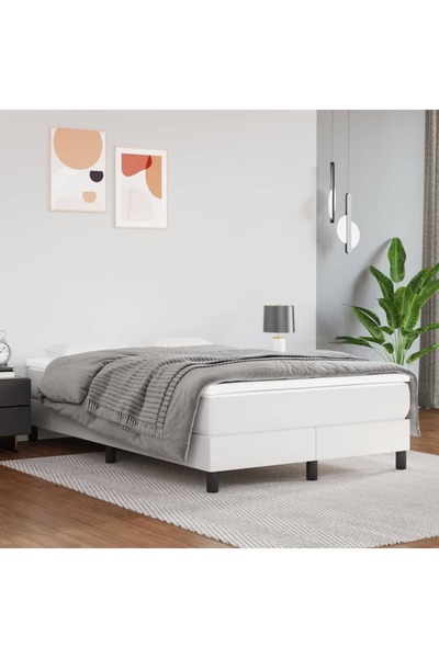 Concept Cadru de pat box spring, alb, 120x200 cm, piele ecologică