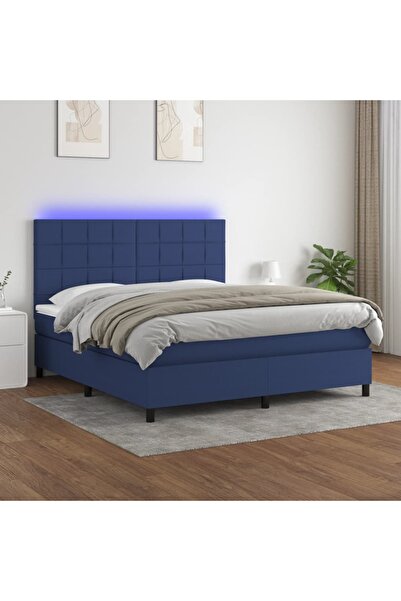 Concept Κρεβάτι με ελατήρια, στρώμα και LED, μπλε, 160x200 cm, ύφασμα