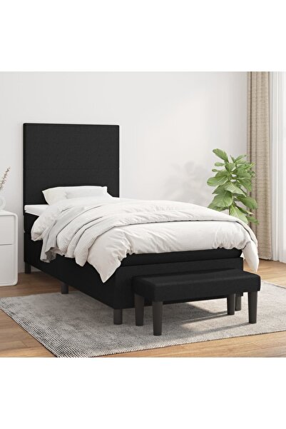 Concept Pat box spring cu saltea, negru, 100x200 cm, textil