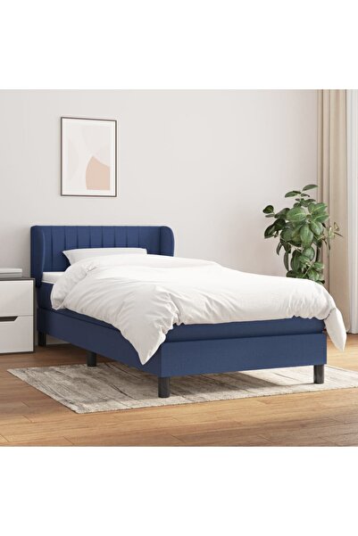 Concept Pat box spring cu saltea, albastru, 80x200 cm, textil