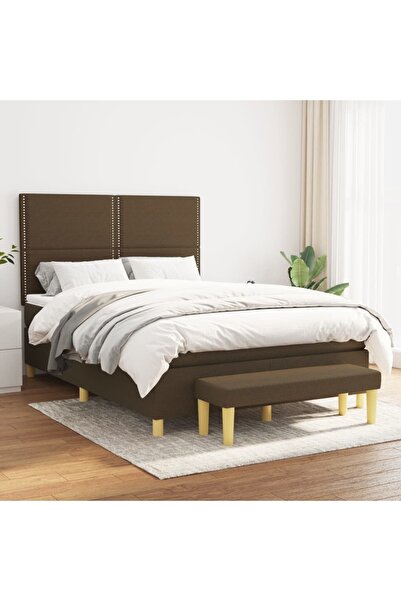Concept Pat box spring cu saltea, maro închis, 140x200 cm, textil