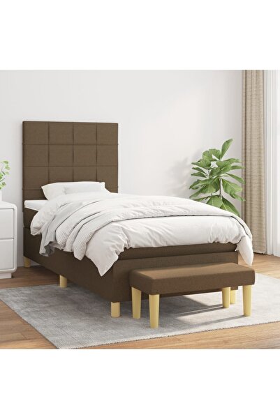 Concept Pat box spring cu saltea, maro închis, 90x200 cm, textil