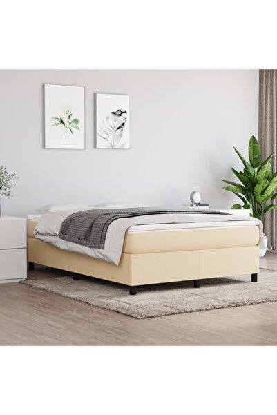 Concept Pat continental cu saltea, crem, 140x200 cm, material textil