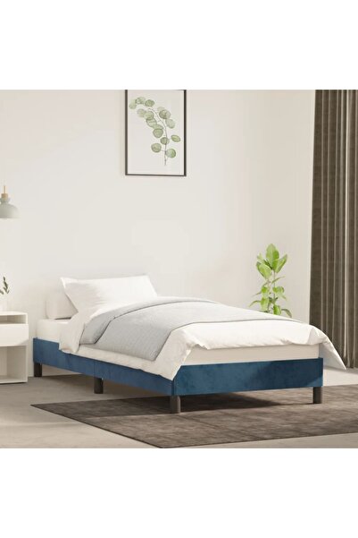 Concept Cadru de pat, albastru închis, 80x200 cm, catifea