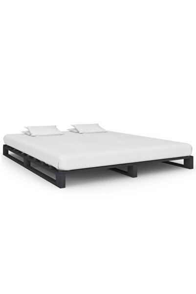 Concept Cadru de pat din paleți, gri, 200 x 200 cm, lemn masiv de pin