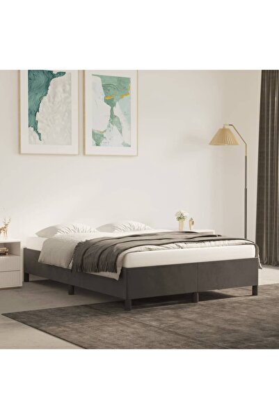 Concept Cadru de pat, gri închis, 140 x 200 cm, catifea