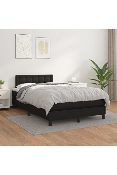 Concept Pat box spring cu saltea, negru, 120x200 cm, piele ecologică