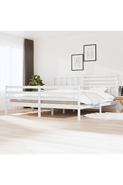 Concept Cadru de pat Super King 6FT, alb, 180x200 cm, lemn masiv