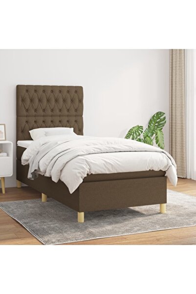 Concept Pat box spring cu saltea, maro închis, 100x200 cm, textil