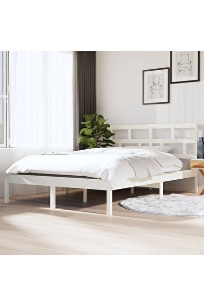 Concept Σκελετός κρεβατιού, λευκό, 140x190 cm, μασίφ ξύλο πεύκου