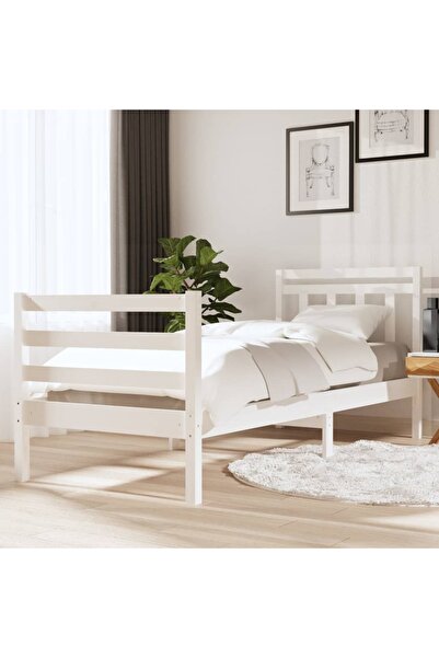 Concept Cadru de pat Single 3FT, alb, 90x190 cm, lemn masiv