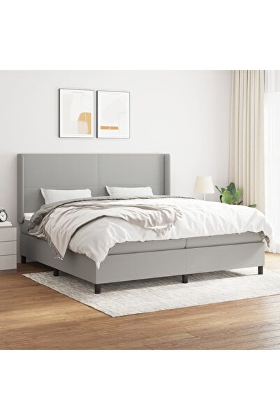 Concept Pat box spring cu saltea, gri deschis, 200x200 cm, textil