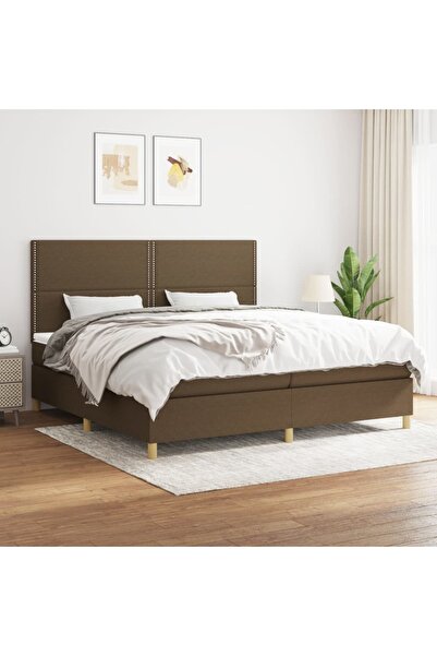 Concept Pat box spring cu saltea, maro închis, 200x200 cm, textil