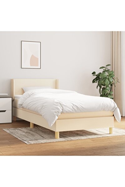 Concept Pat box spring cu saltea, crem, 100x200 cm, textil