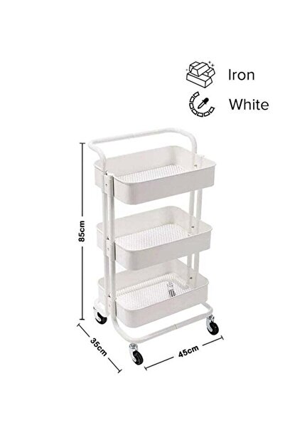 EGG 3-Tier multi-functional rotating shelf metal trolley,saves space,white,85...