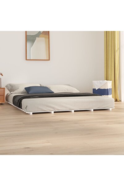 Concept Cadru de pat, alb, 160x200 cm, lemn masiv de pin