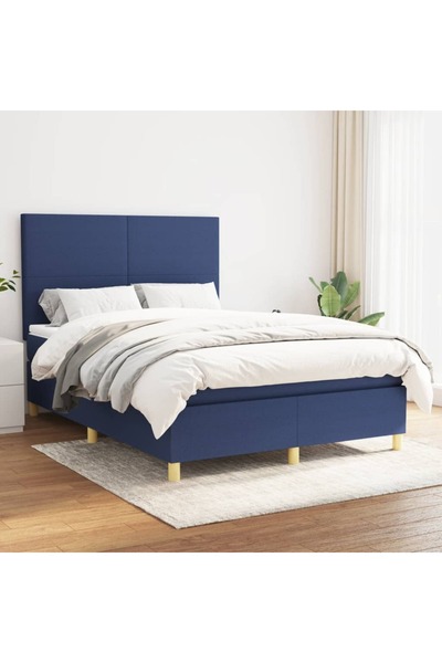 Concept Pat continental cu saltea, albastru, 140x200cm, material textil