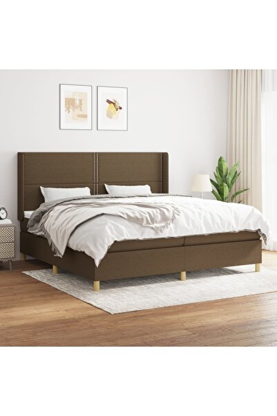 Concept Pat box spring cu saltea, maro închis, 200x200 cm, textil