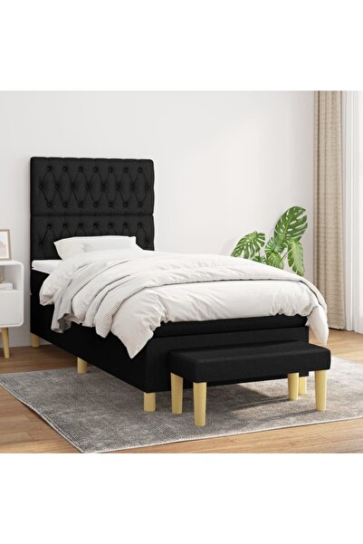 Concept Pat box spring cu saltea, negru, 90x190 cm, textil